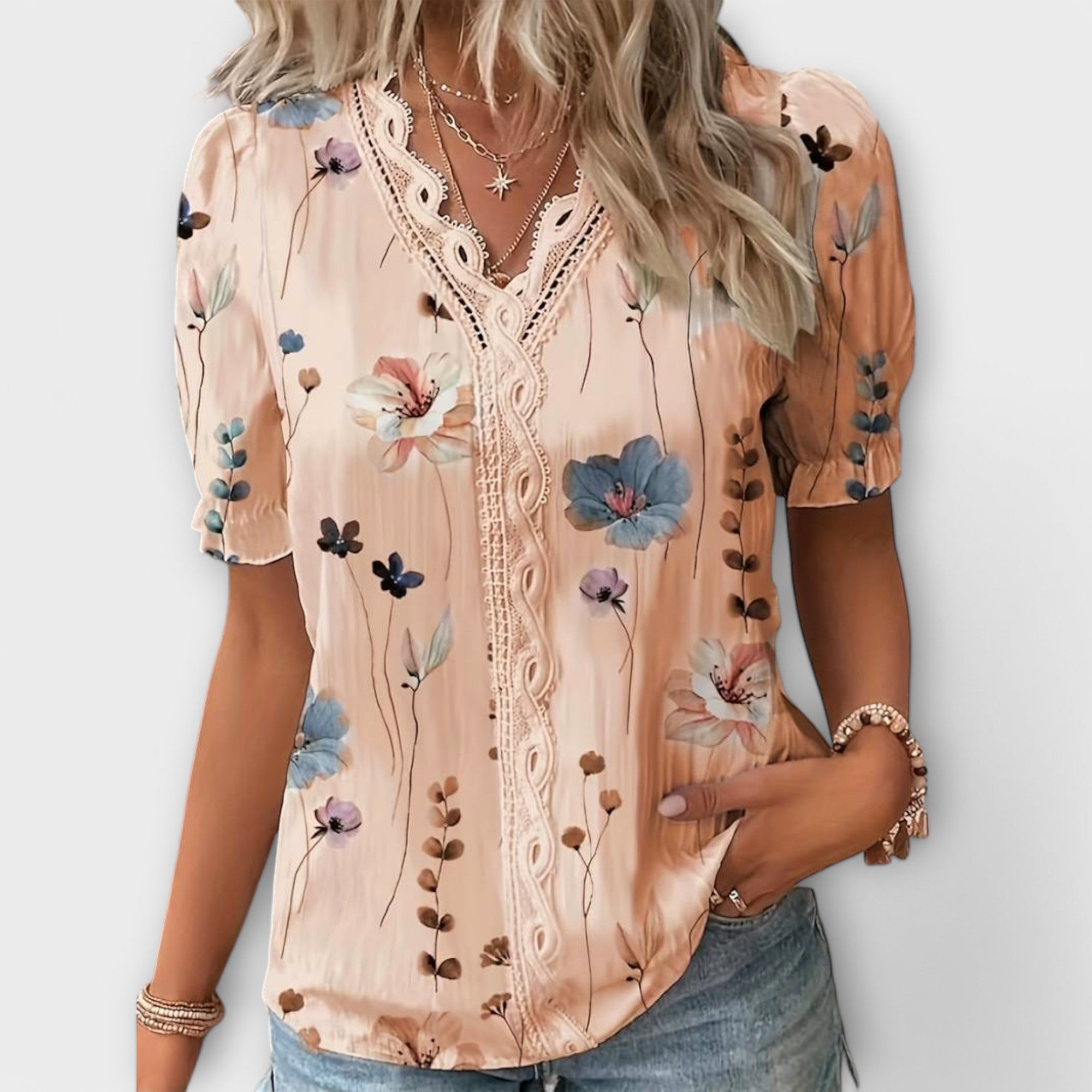 Emily - Modebluse med V-udskæring