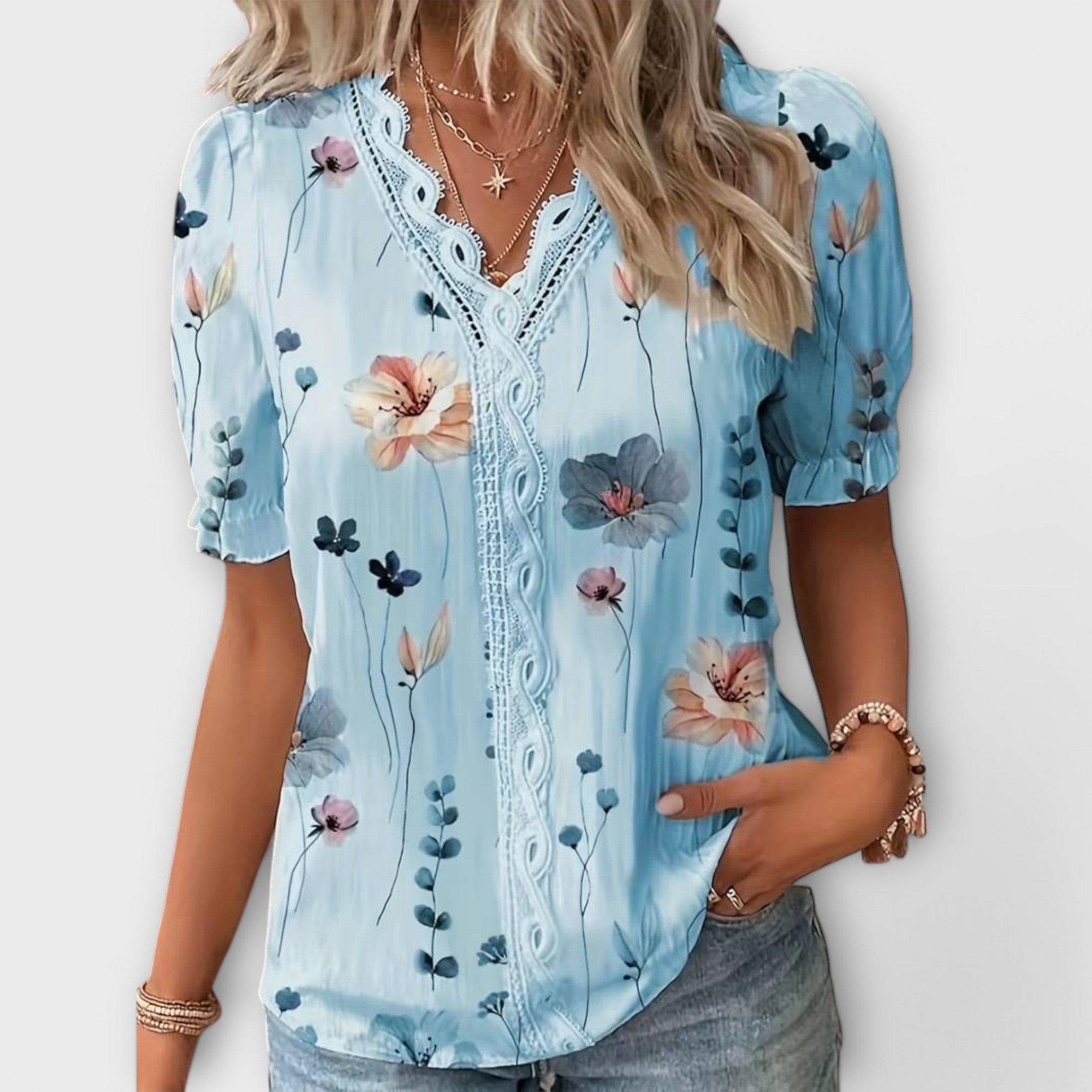 Emily - Modebluse med V-udskæring
