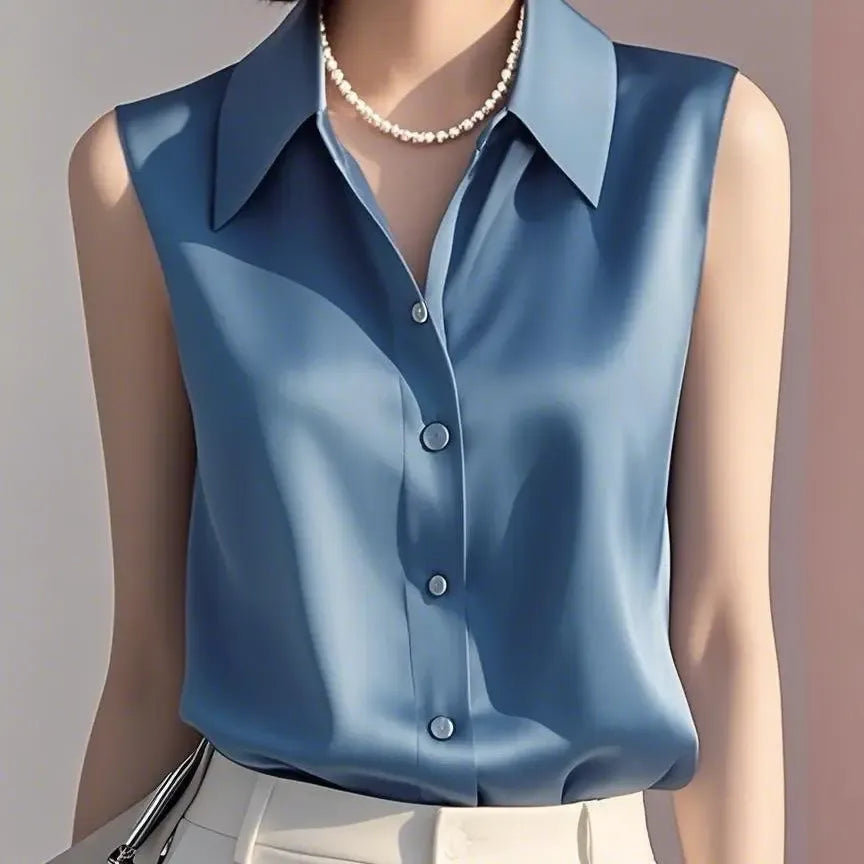 Liora Satin Knap Bluse