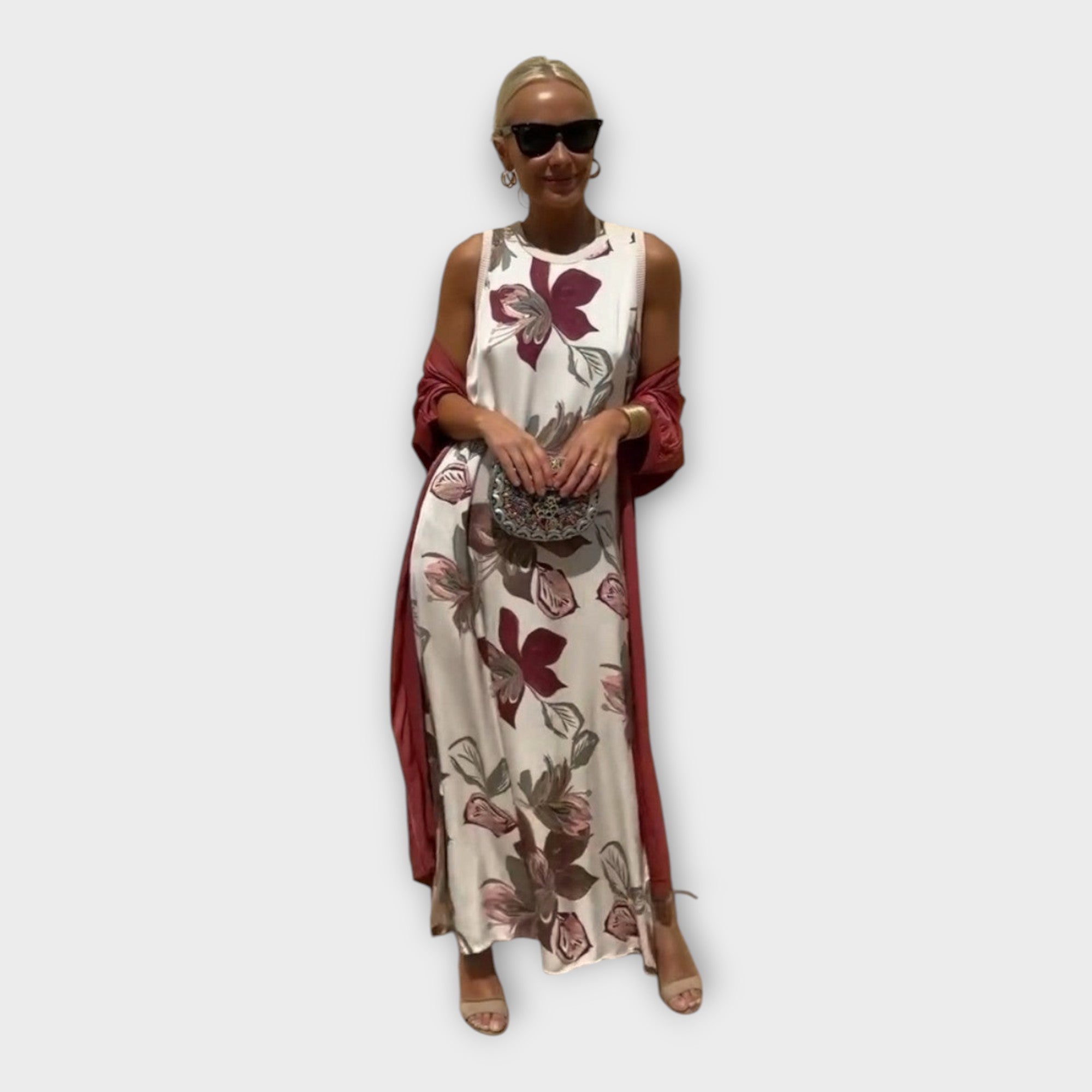Maxi Kjole med Blomster Mønster og Luftig Elegance