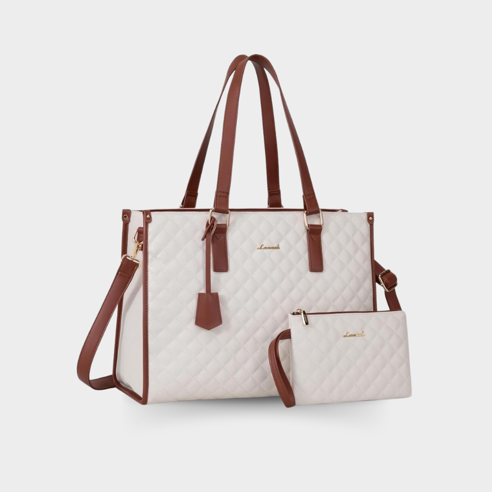 3-i-1 Læder Håndtaske + Matchende Clutch (GAVE)