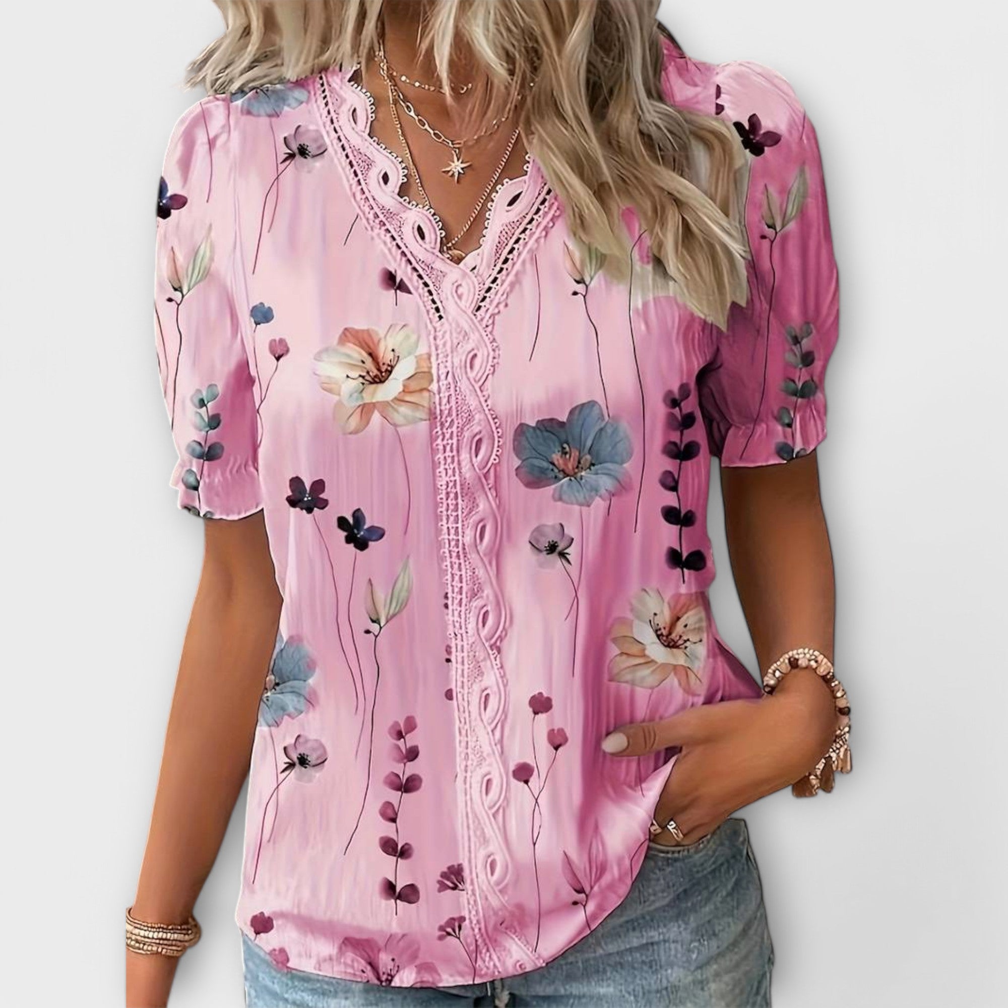 Emily - Modebluse med V-udskæring
