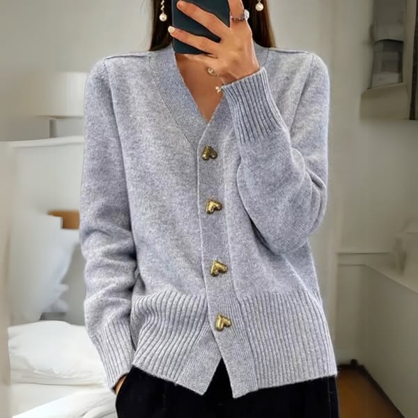Zita | Blød cardigan med hjerteknapper