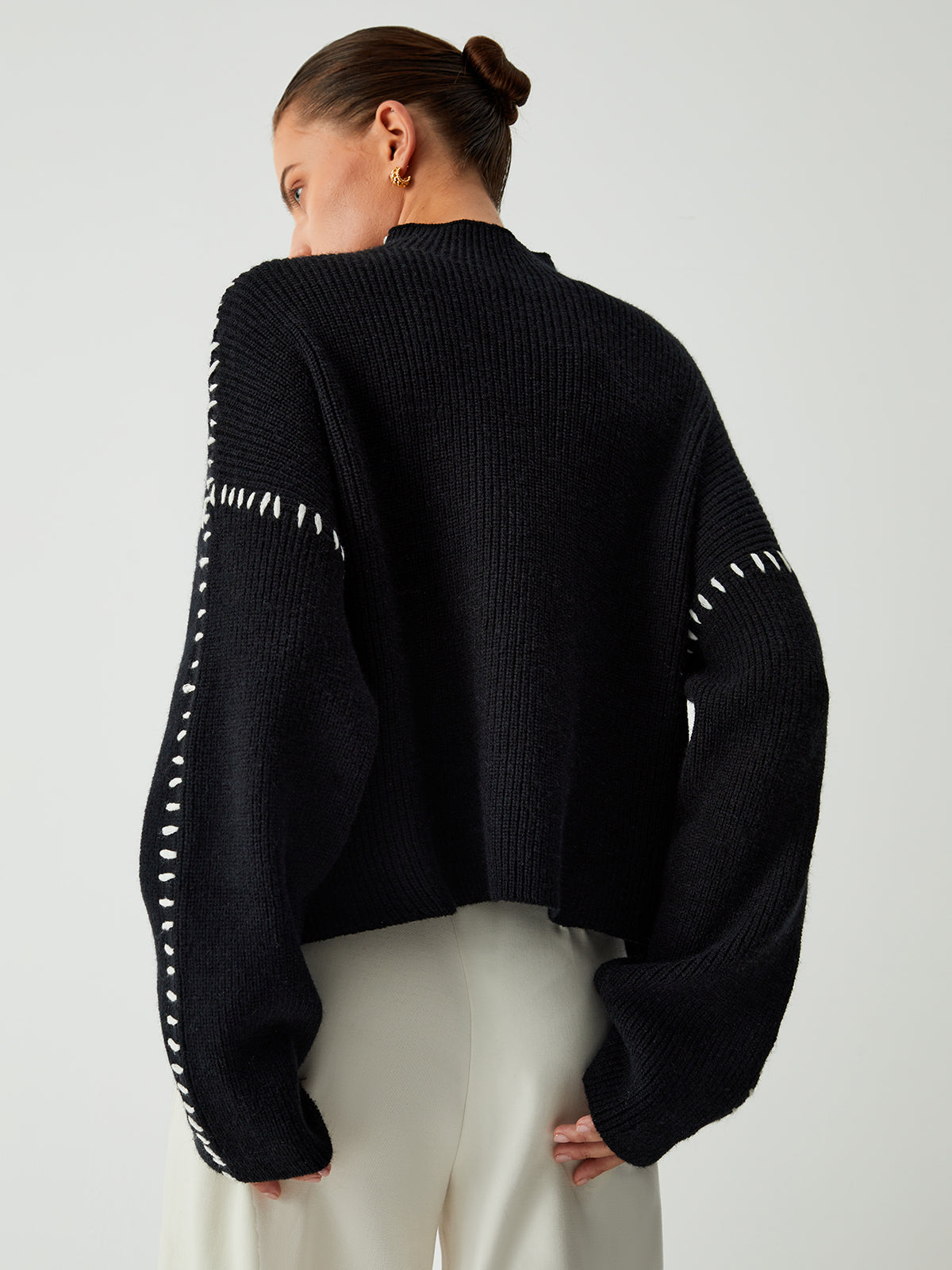 Alma | Oversize-Dolcevita sweater med Piqué detaljer