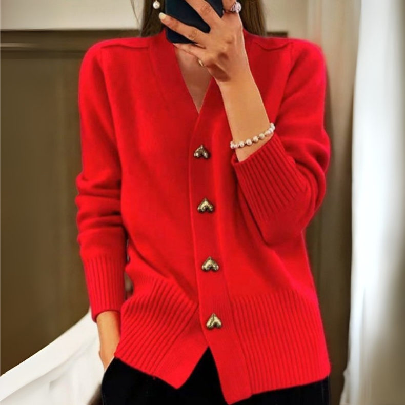Zita | Blød cardigan med hjerteknapper