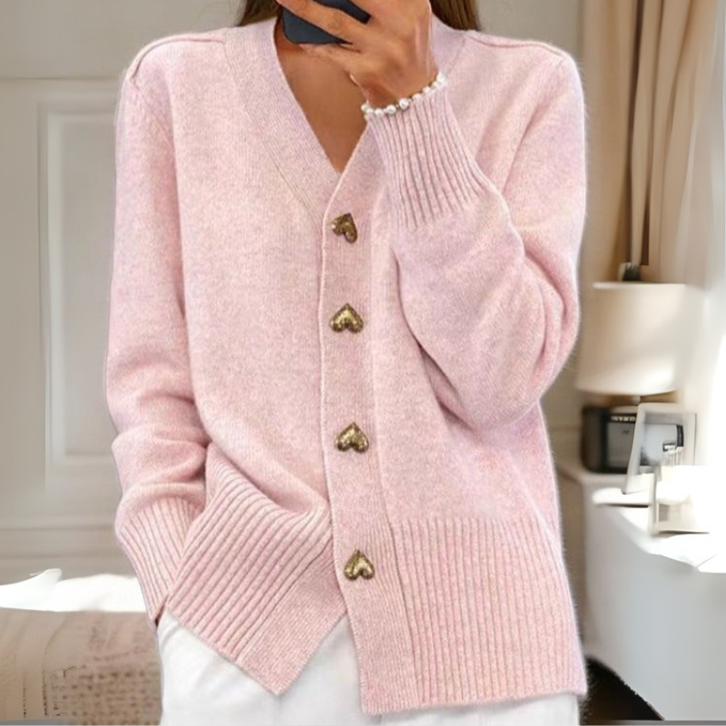 Zita | Blød cardigan med hjerteknapper