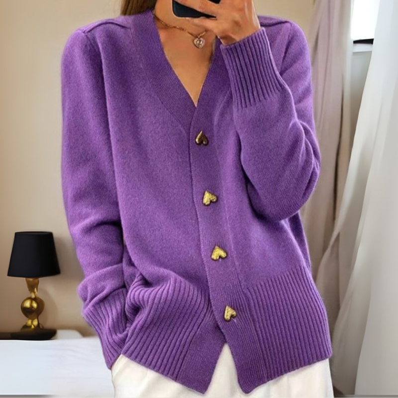 Zita | Blød cardigan med hjerteknapper