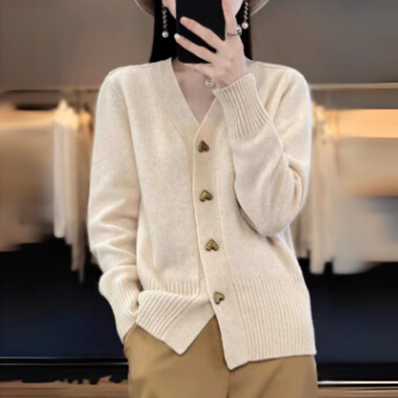Zita | Blød cardigan med hjerteknapper