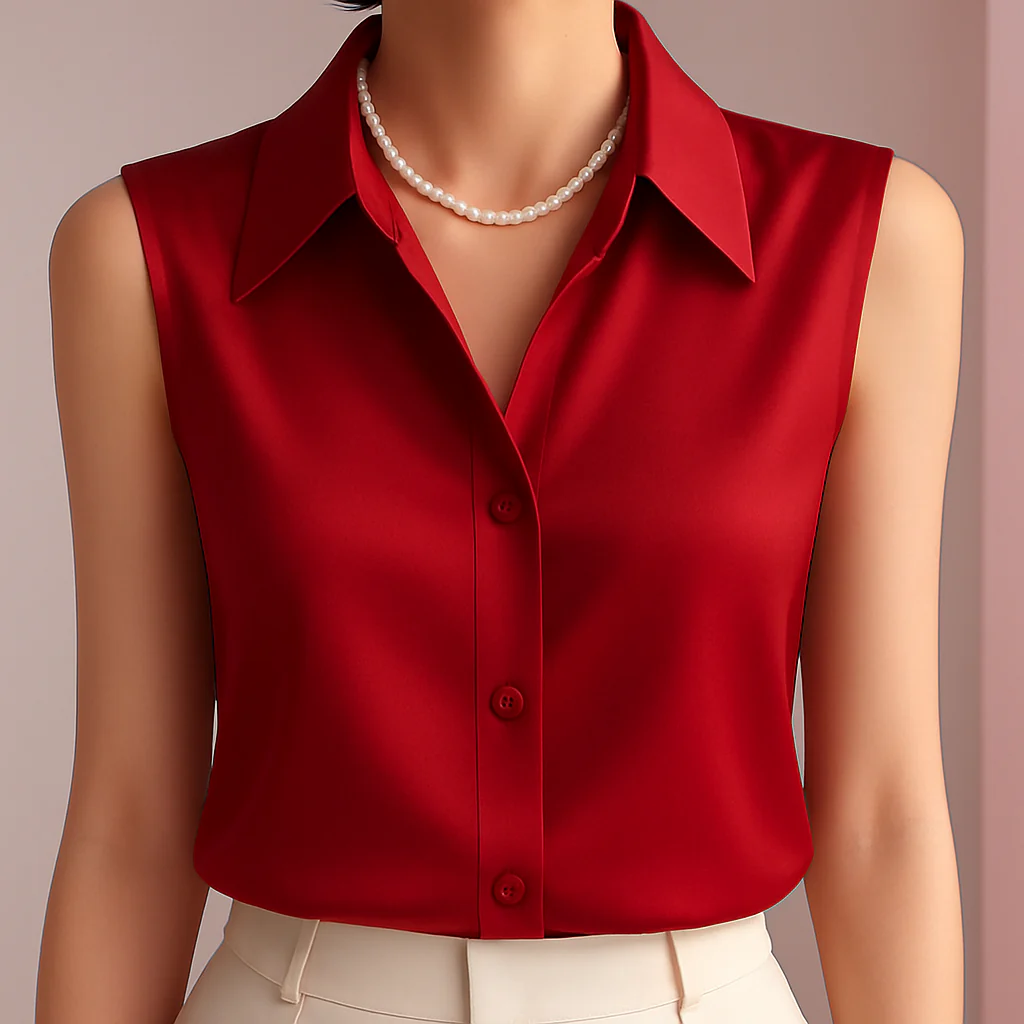 Liora Satin Knap Bluse