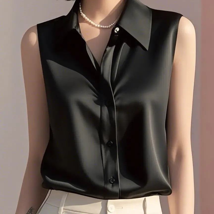 Liora Satin Knap Bluse