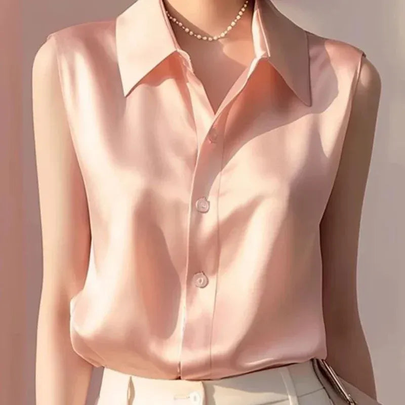 Liora Satin Knap Bluse