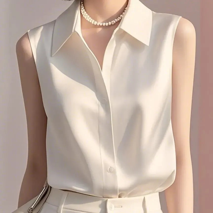 Liora Satin Knap Bluse