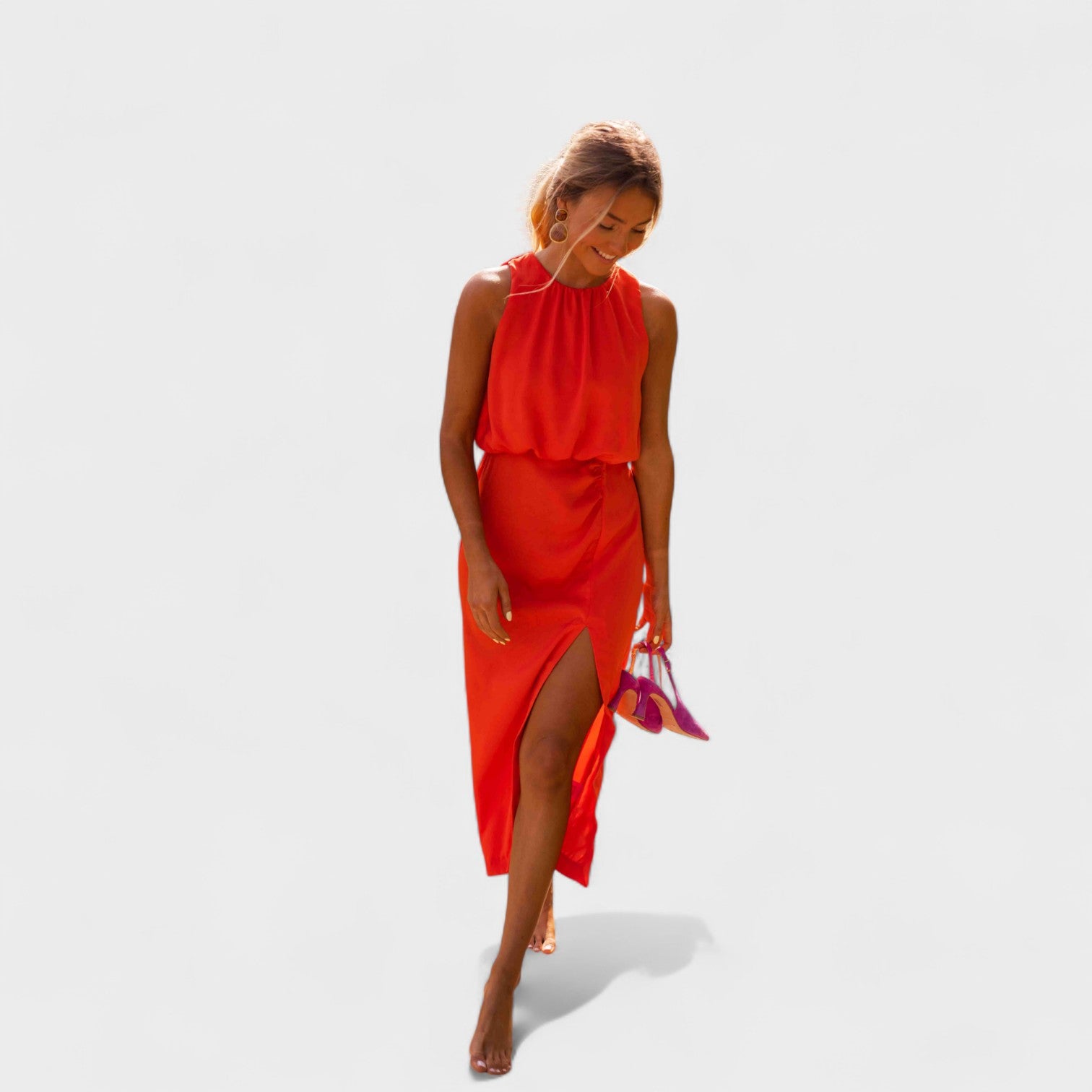 Tory – Sommer satin kjole med split