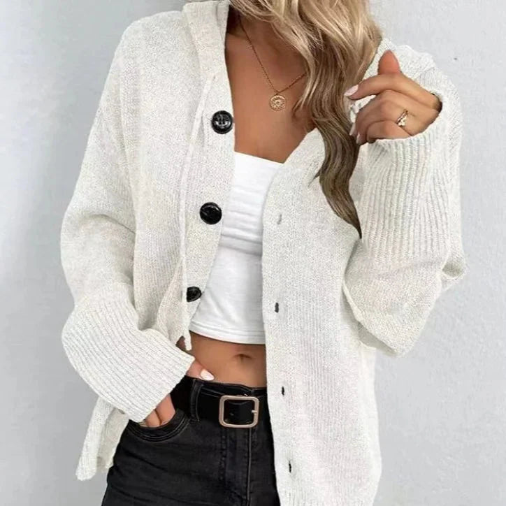 Minerva | Blød strikket cardigan med hætte