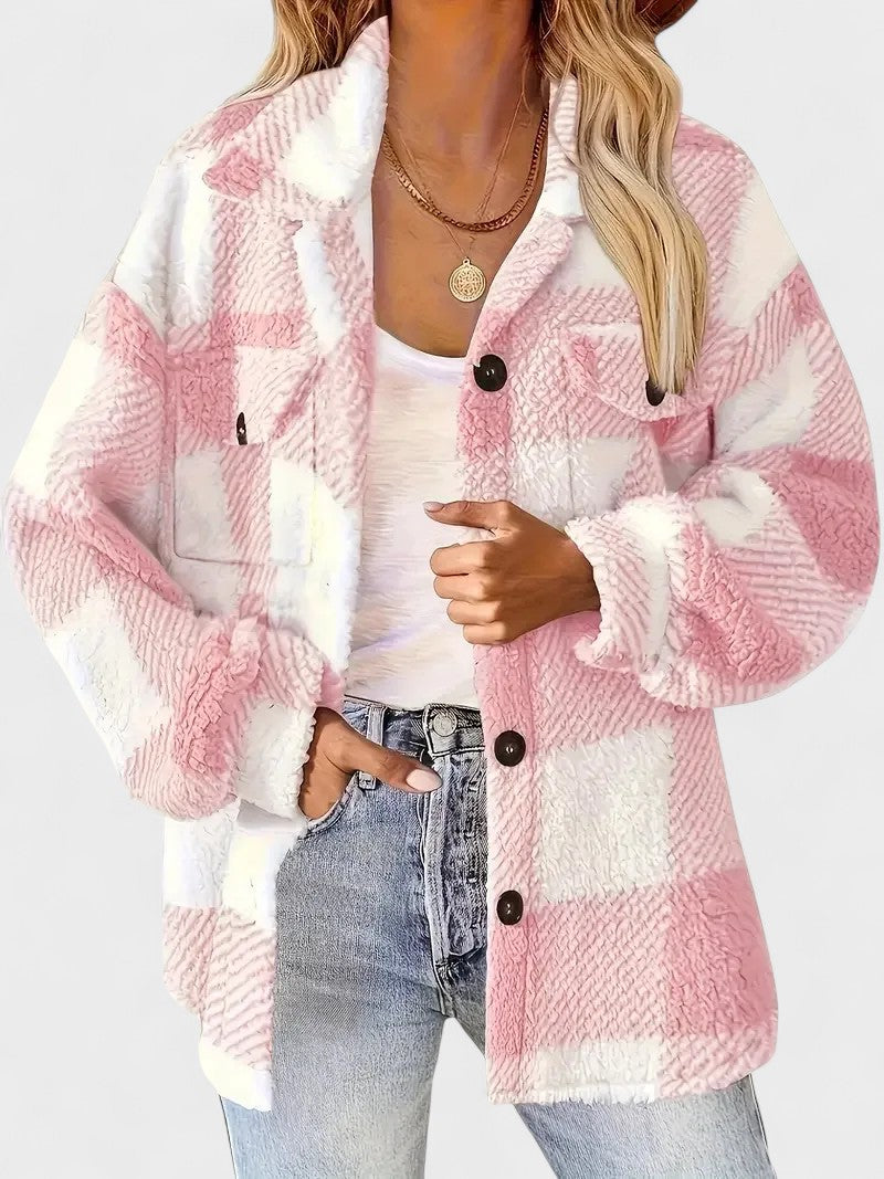 Rosa | Stilfuld ternet fleecejakke