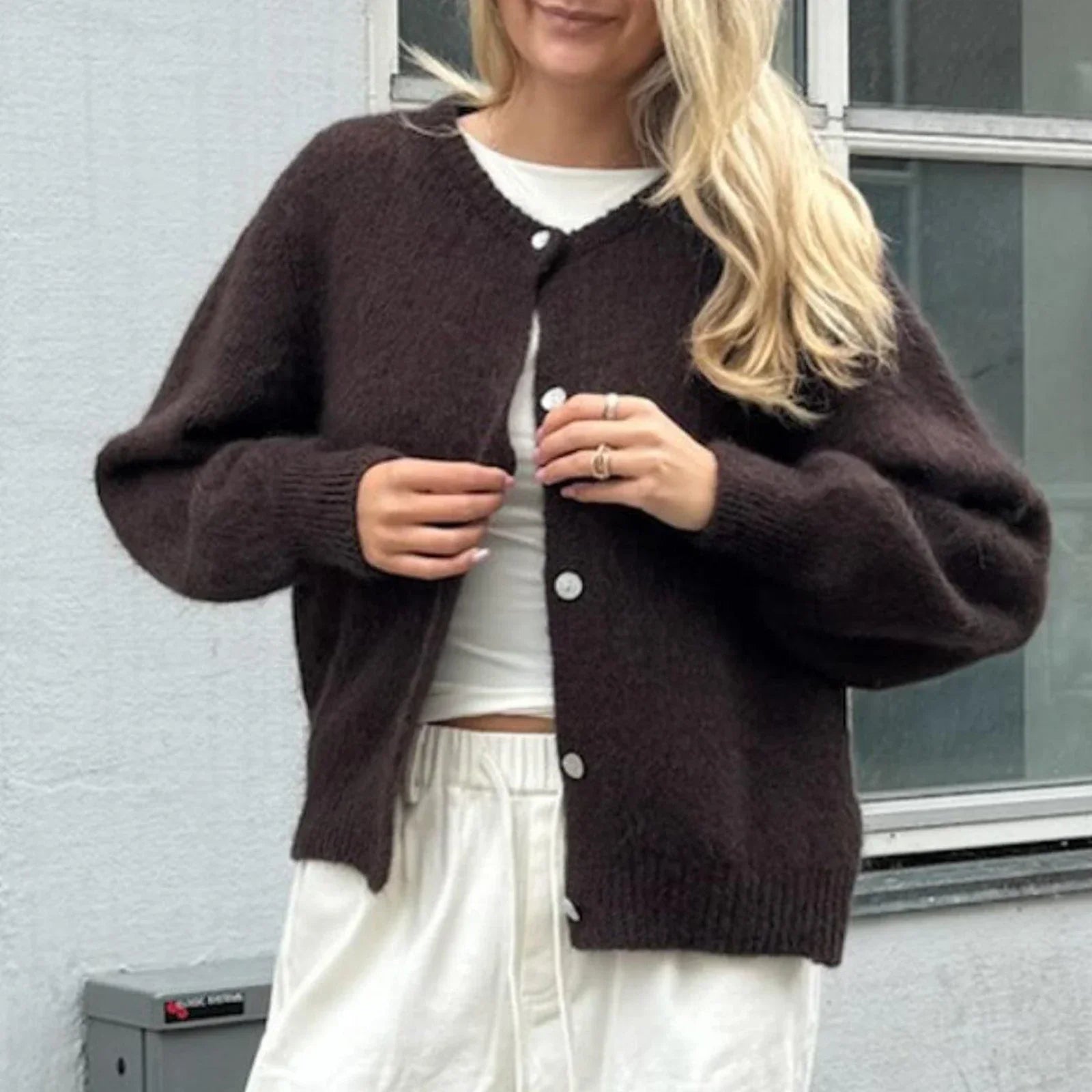 Lone | Blød cardigan i uldstrik