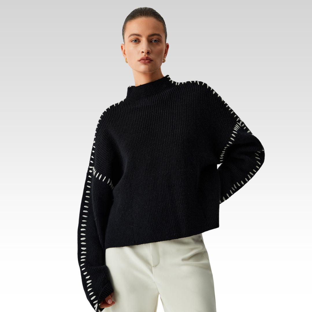 Alma | Oversize-Dolcevita sweater med Piqué detaljer