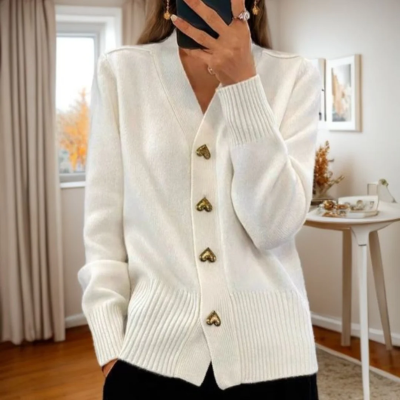 Adele™ | Blød cardigan med hjerteknapper
