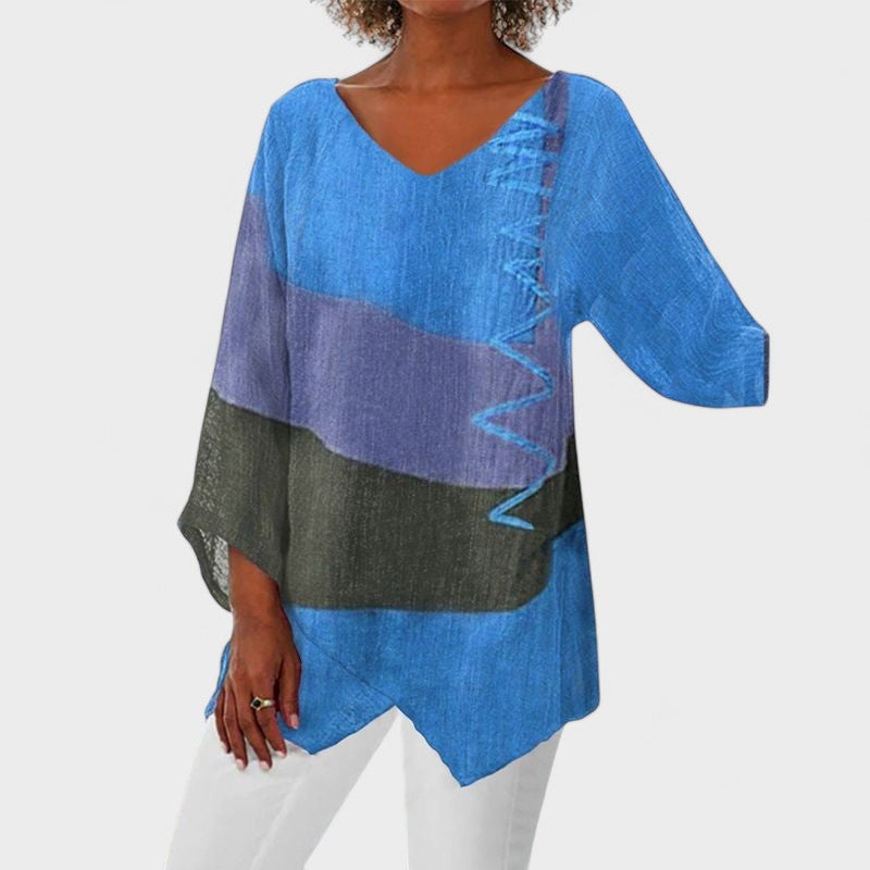 CLEA | Kunst i V-Nekken Bluse