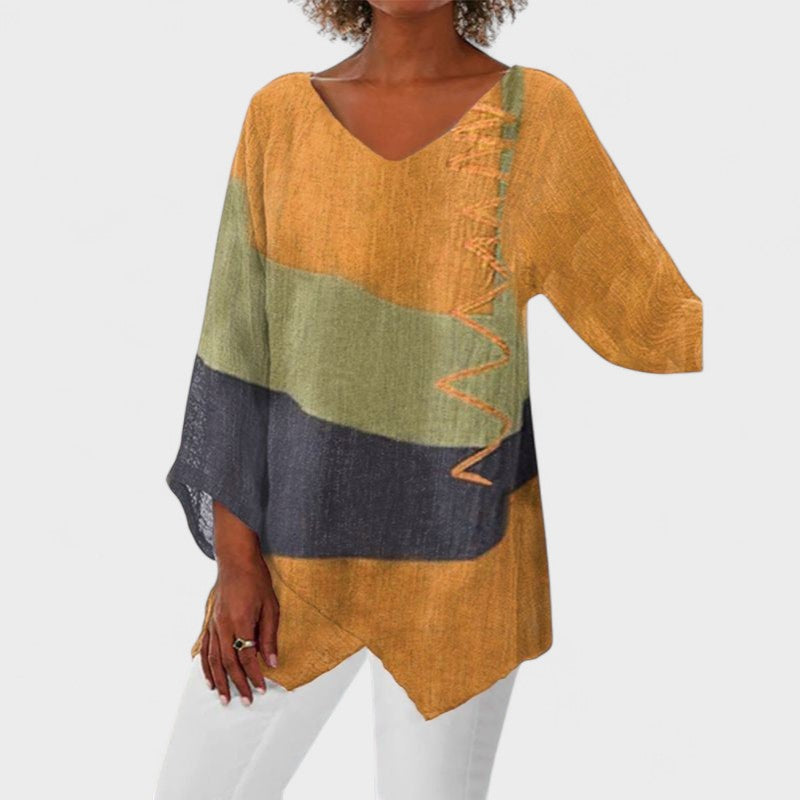 CLEA | Kunst i V-Nekken Bluse