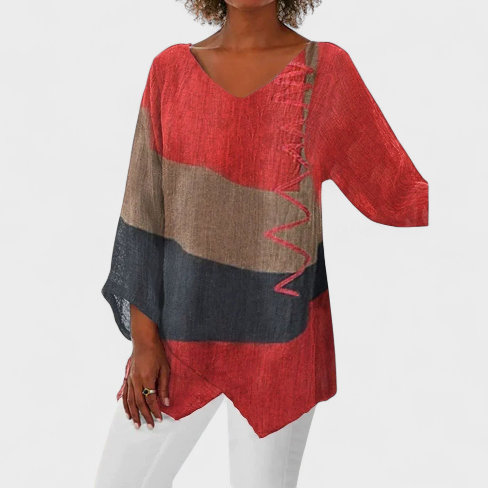 CLEA | Kunst i V-Nekken Bluse