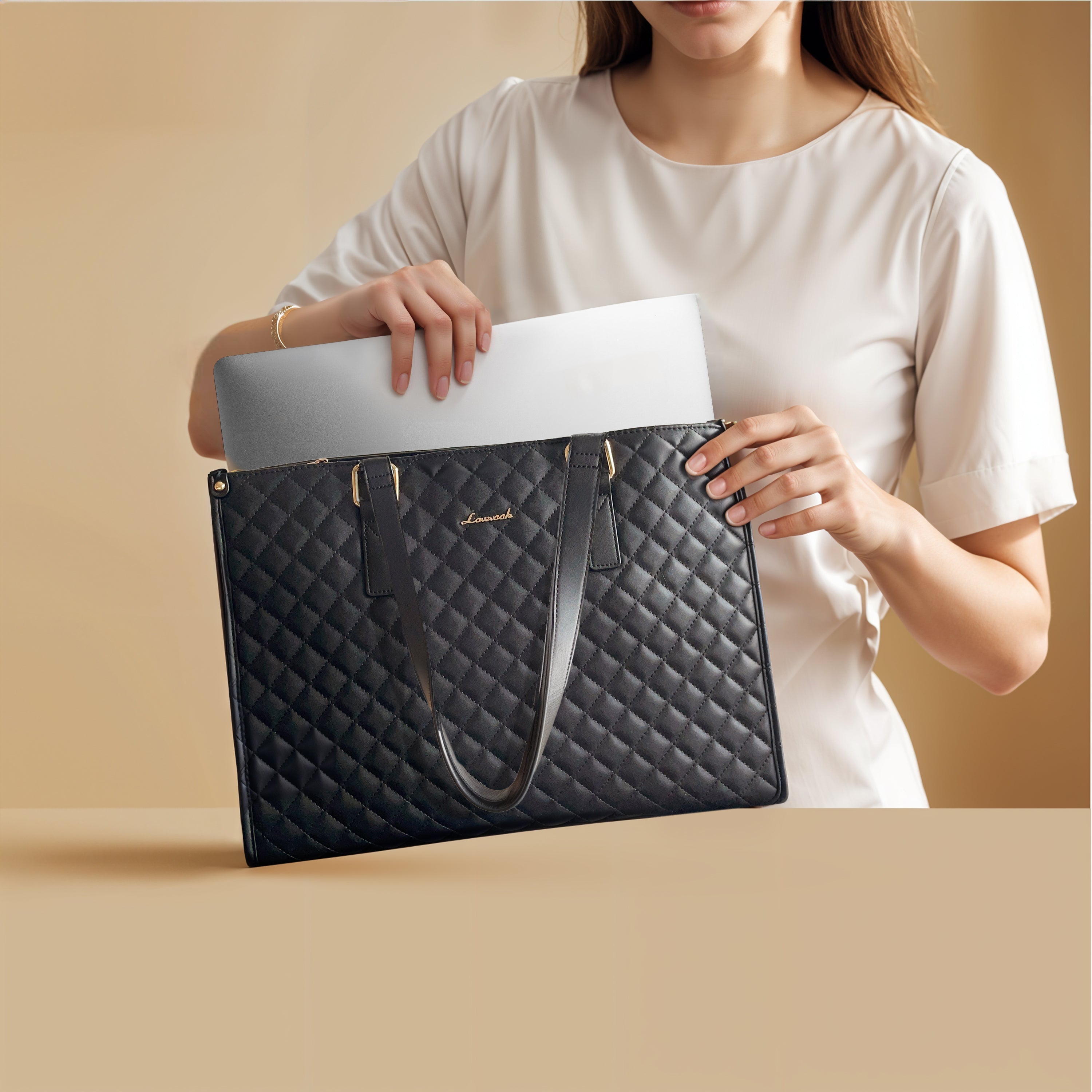 3-i-1 Læder Håndtaske + Matchende Clutch (GAVE)